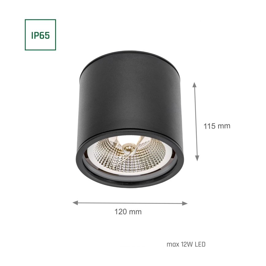 Koupelnové bodové svítidlo CHLOE AR111 1xGU10/12W/230V IP65 kulatý černá