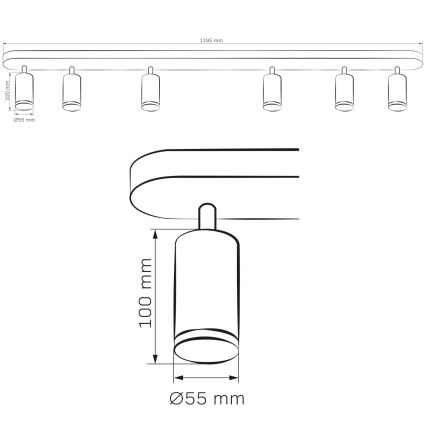 Koupelnové bodové svítidlo TURYN 6xGU10/10W/230V IP44 černá