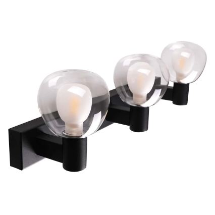 Koupelnové nástěnné svítidlo POLA 3xG9/5W/230V IP44 černá/čirá