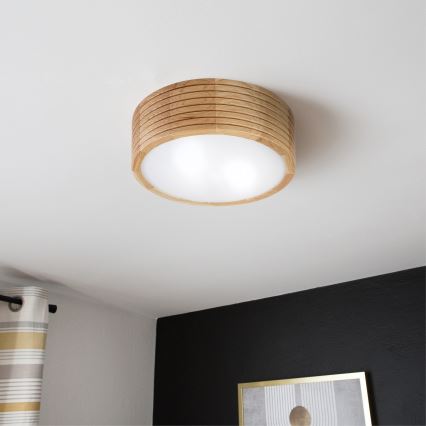 Koupelnové stropní svítidlo LINARO 2xE27/15W/230V IP54 dub pr. 27 cm