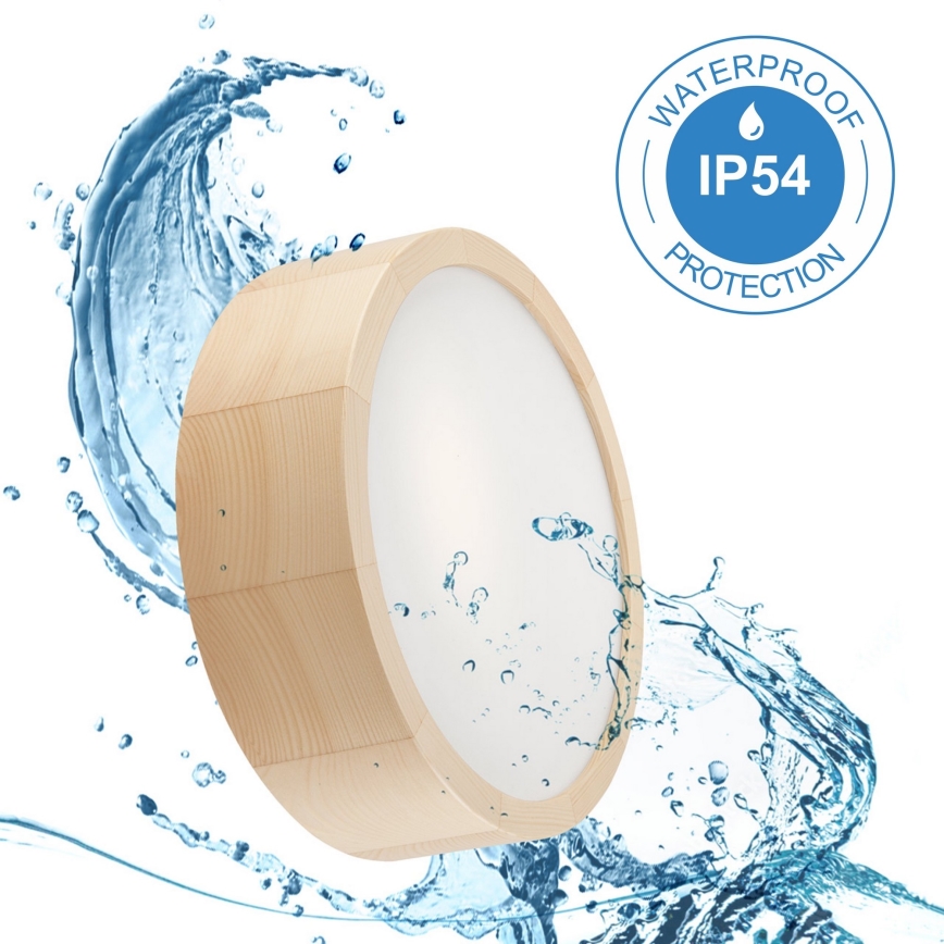 Koupelnové stropní svítidlo NATURAL 2xE27/15W/230V IP54 borovice ø 27 cm