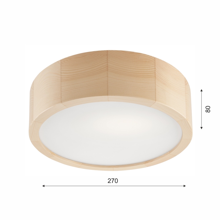 Koupelnové stropní svítidlo NATURAL 2xE27/15W/230V IP54 borovice ø 27 cm