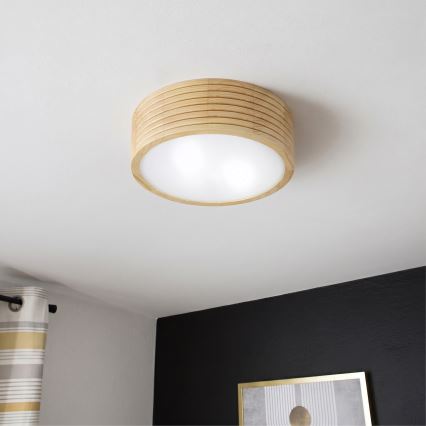 Koupelnové stropní svítidlo NATURAL MODERN 2xE27/15W/230V IP54 pr. 27,5 cm borovice