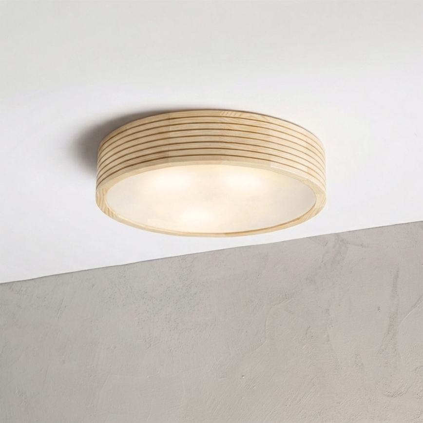 Koupelnové stropní svítidlo NATURAL MODERN 3xE27/15W/230V IP54 pr. 37,5 cm borovice