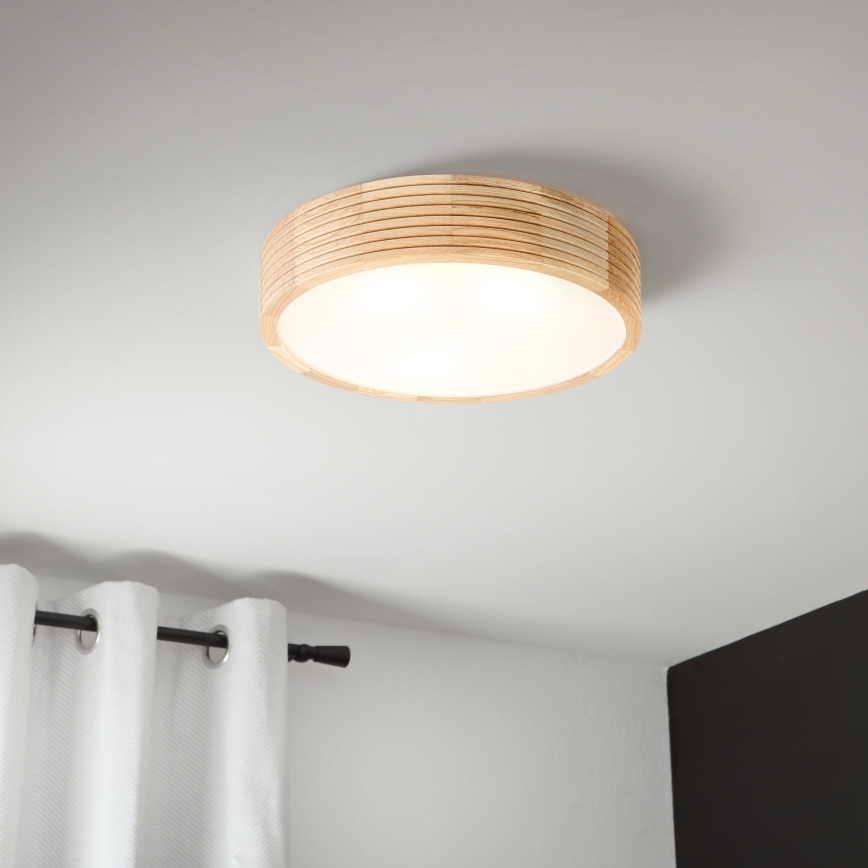 Koupelnové stropní svítidlo NATURAL MODERN 3xE27/15W/230V IP54 pr. 37,5 cm borovice
