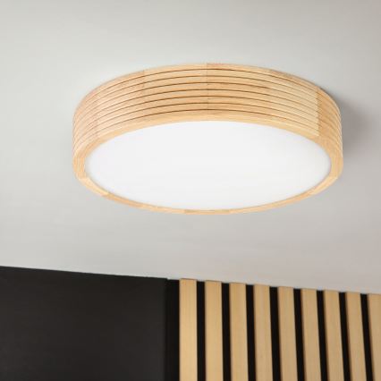 Koupelnové stropní svítidlo NATURAL MODERN 3xE27/15W/230V IP54 pr. 37,5 cm borovice