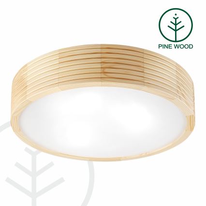 Koupelnové stropní svítidlo NATURAL MODERN 3xE27/15W/230V IP54 pr. 37,5 cm borovice