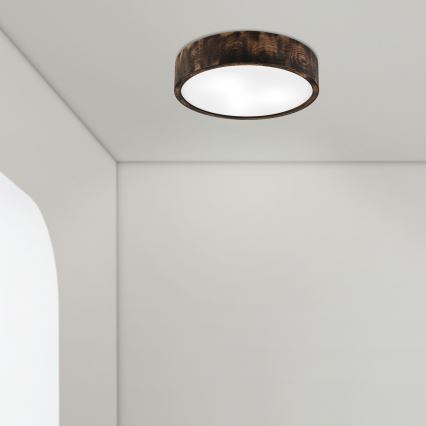 Koupelnové stropní svítidlo OAK SMOKY 3xE27/15W/230V IP54 ø 37,5 cm dub/hnědá