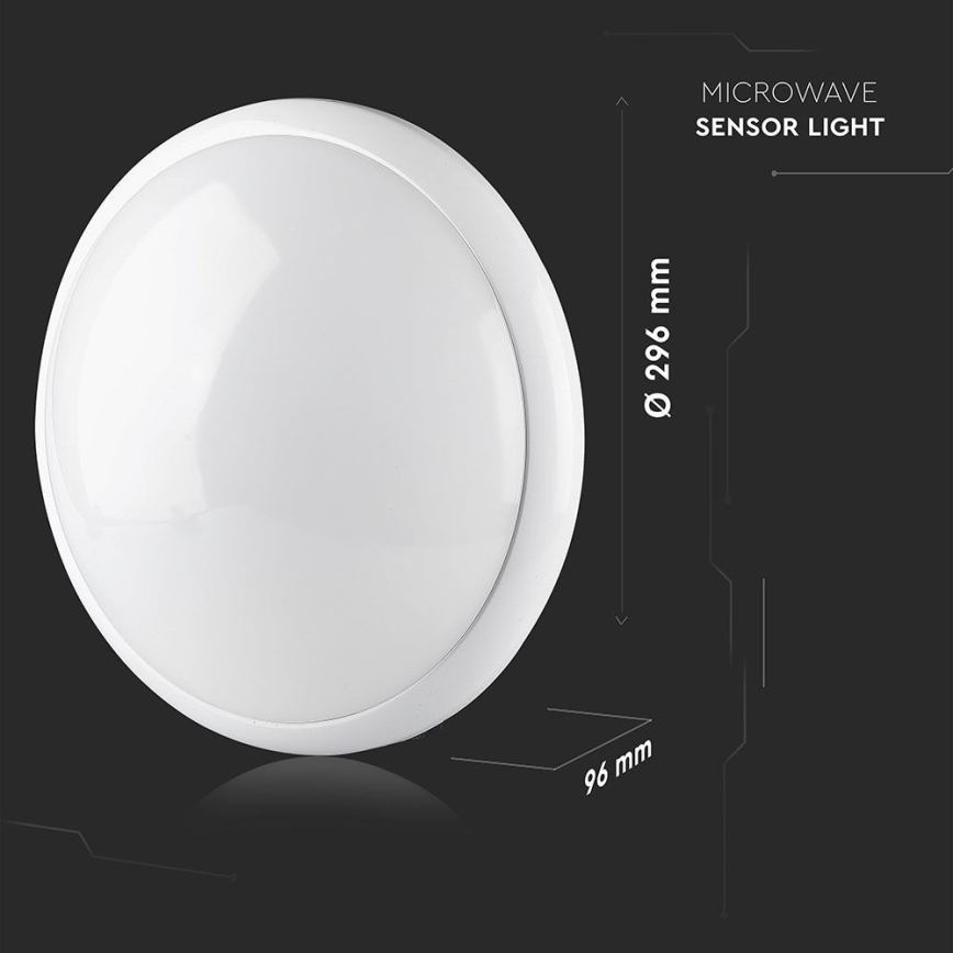 Koupelnové stropní svítidlo se senzorem 1xE27/60W/230V IP44 ø 29,6 cm