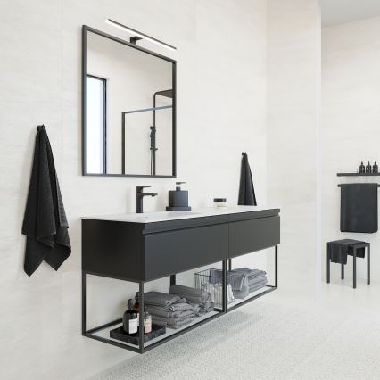 Koupelnové zrcadlo BORGSTED 80x80 cm černá