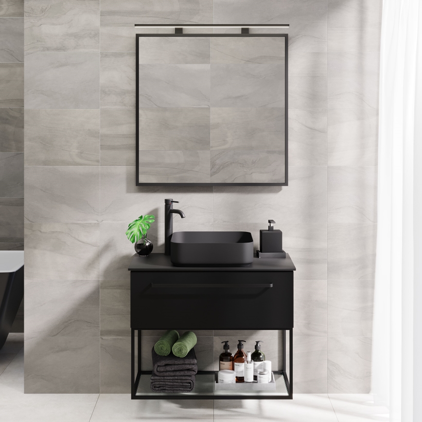 Koupelnové zrcadlo BORGSTED 80x80 cm černá