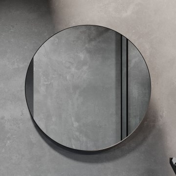 Koupelnové zrcadlo BORGSTED pr. 80 cm černá