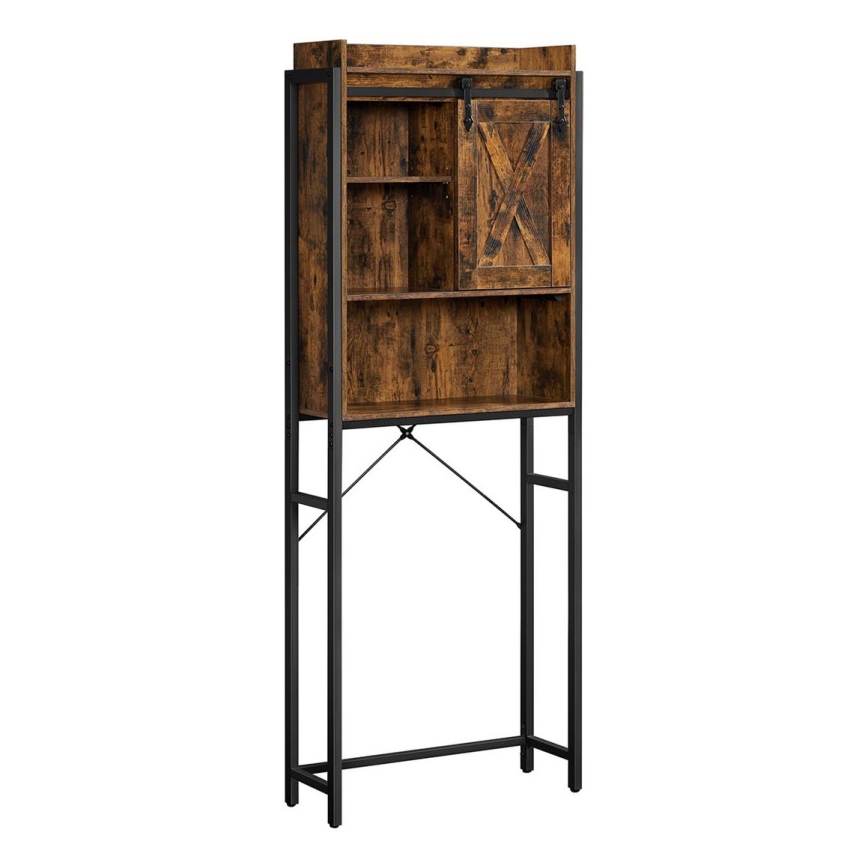 Koupelnový regál RENARO hnědá/černá