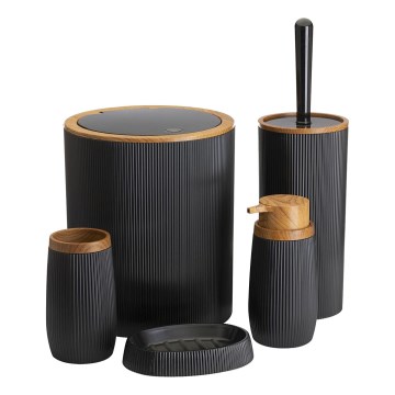 Koupelnový set ALISON 5 ks černá/hnědá