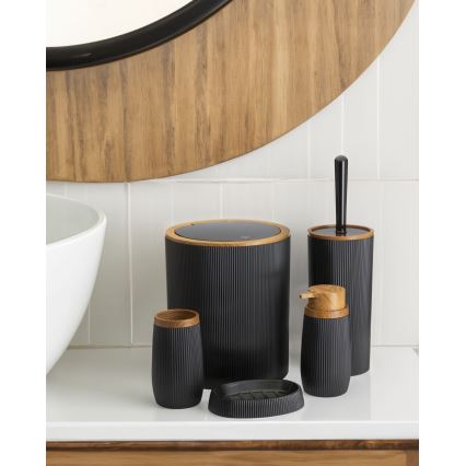 Koupelnový set ALISON 5 ks černá/hnědá