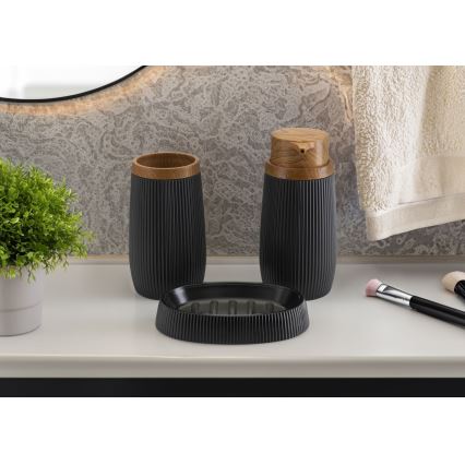 Koupelnový set ALISON 5 ks černá/hnědá