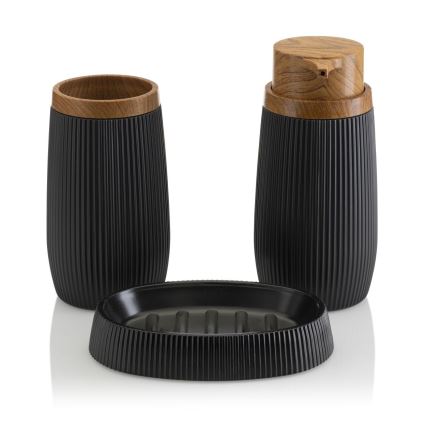 Koupelnový set ALISON 5 ks černá/hnědá