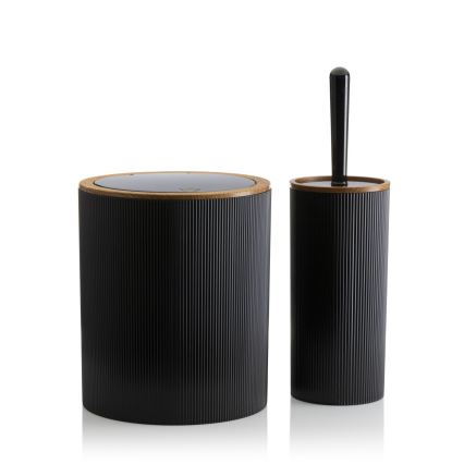 Koupelnový set ALISON 5 ks černá/hnědá