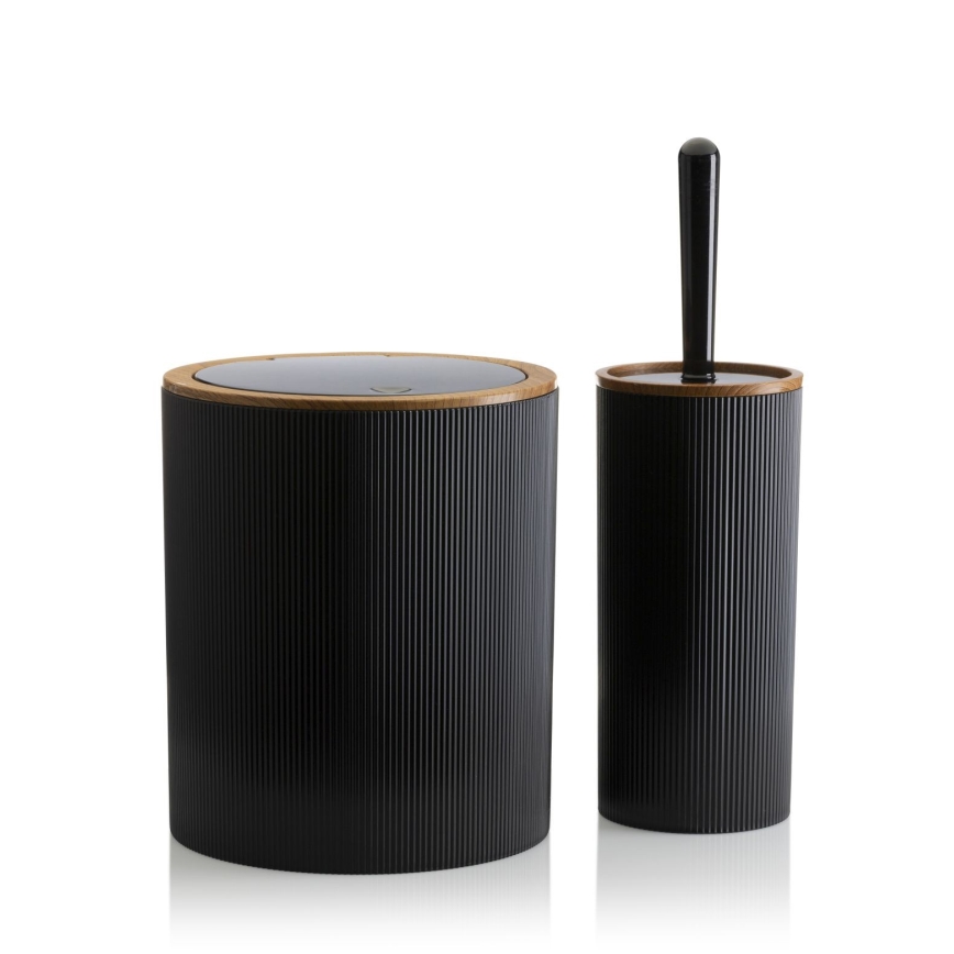 Koupelnový set ALISON 5 ks černá/hnědá