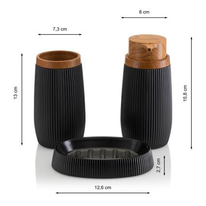 Koupelnový set ALISON 5 ks černá/hnědá