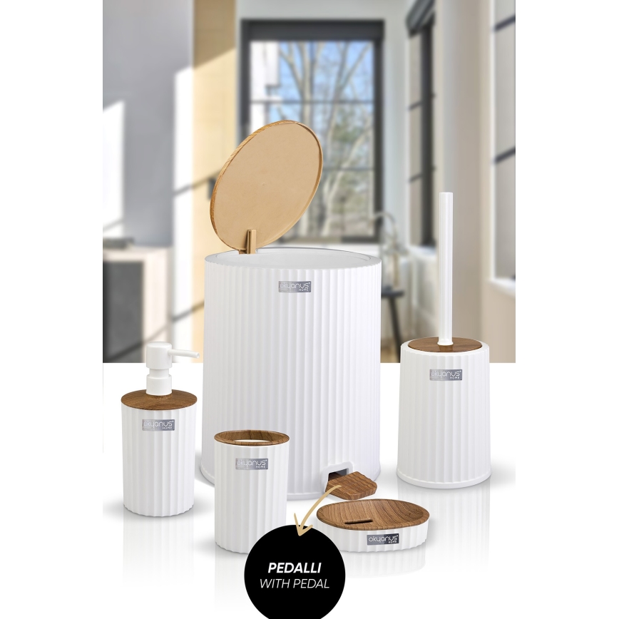 Koupelnový set COLI 5 ks bílá/hnědá