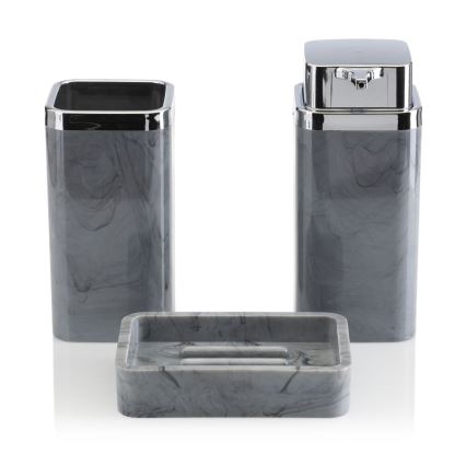 Koupelnový set GRIS 5 ks šedá/lesklý chrom