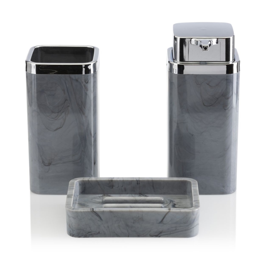Koupelnový set GRIS 5 ks šedá/lesklý chrom