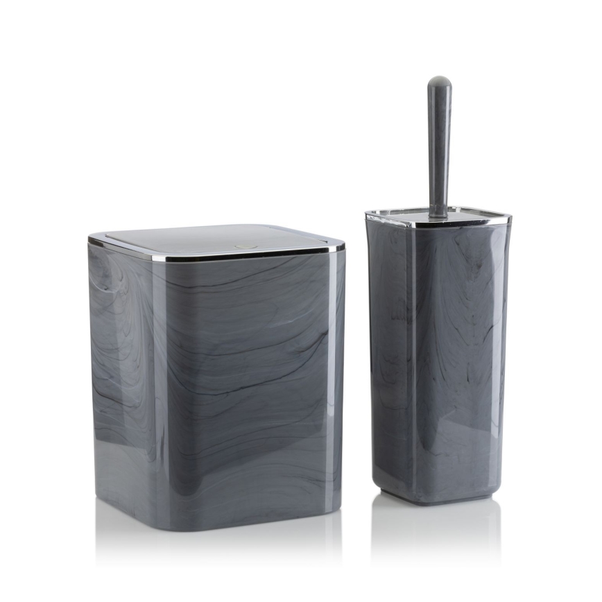 Koupelnový set GRIS 5 ks šedá/lesklý chrom