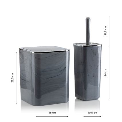Koupelnový set GRIS 5 ks šedá/lesklý chrom