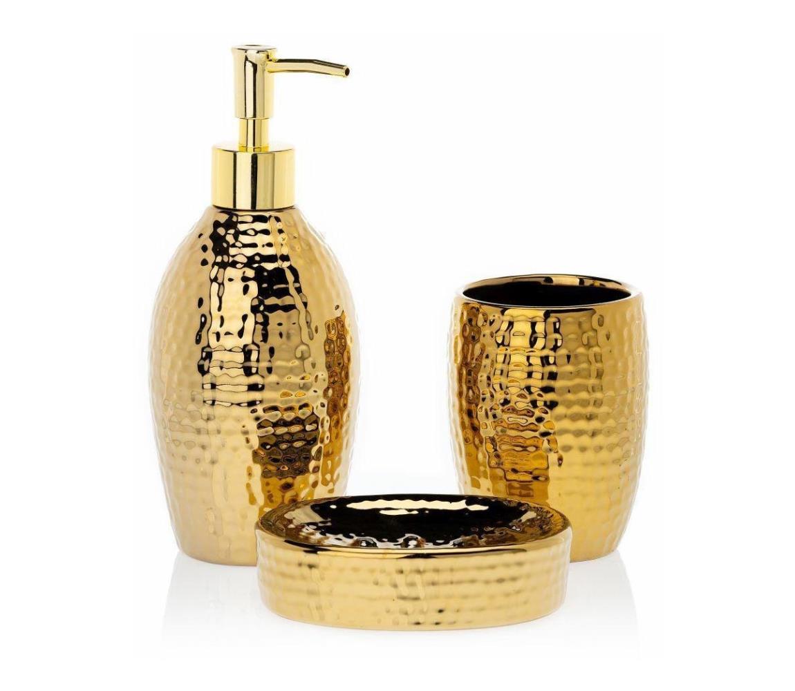  HowHomely Koupelnový set LUMI 3 ks zlatá DD0198