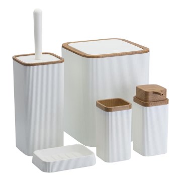 Koupelnový set ZOYA 5 ks bílá/hnědá