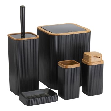Koupelnový set ZOYA 5 ks černá/hnědá