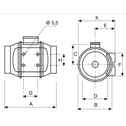 Koupelnový ventilátor TD-250/100 24W/230V IP44