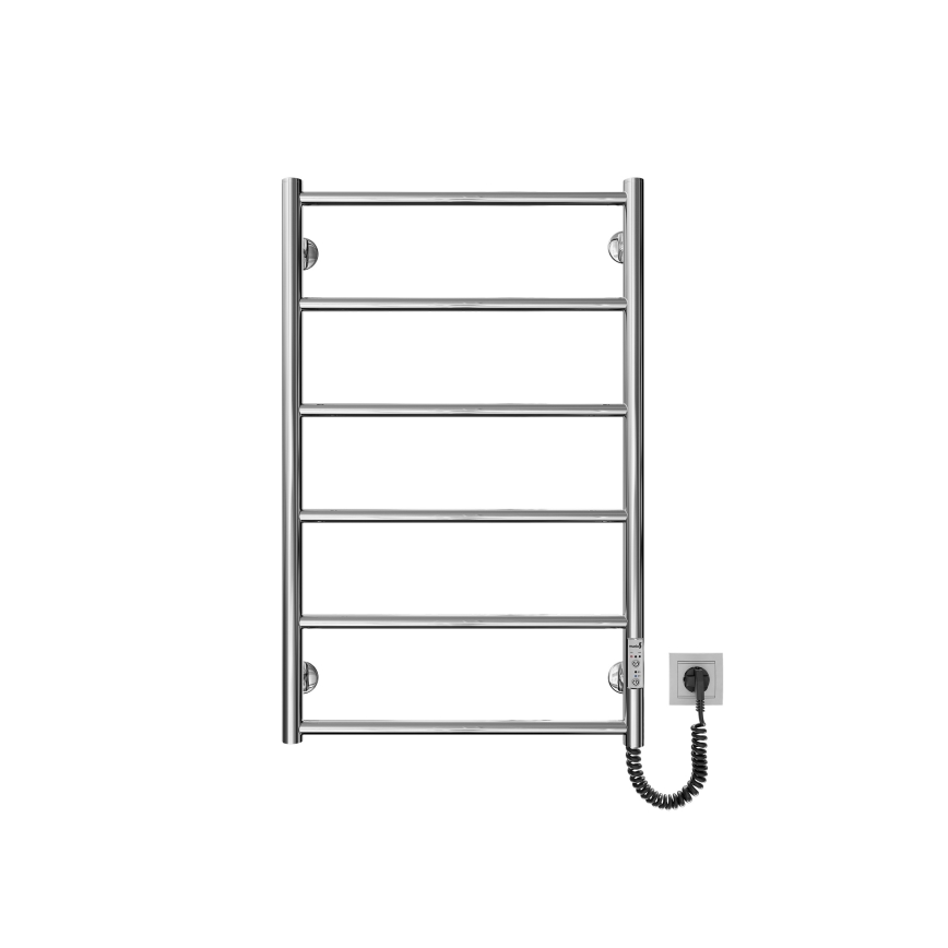 Koupelnový žebříkový radiátor CLASSIC 110W/230V 80x53 cm nerez/lesklý chrom pravá