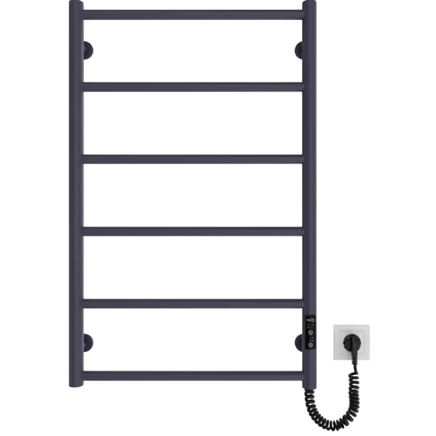 Koupelnový žebříkový radiátor CLASSIC 110W/230V 81x52 cm nerez/antracit pravá