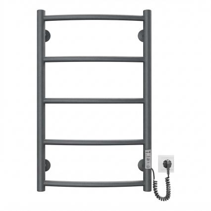 Koupelnový žebříkový radiátor CLASSIC 65W/230V 66x42 cm nerez/antracit pravá