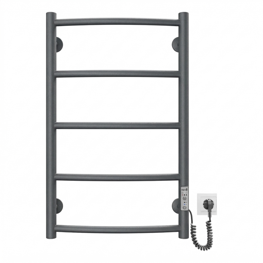 Koupelnový žebříkový radiátor CLASSIC 65W/230V 66x42 cm nerez/antracit pravá