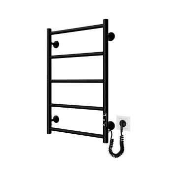 Koupelnový žebříkový radiátor CLASSIC 65W/230V 66x42 cm nerez/černá pravá