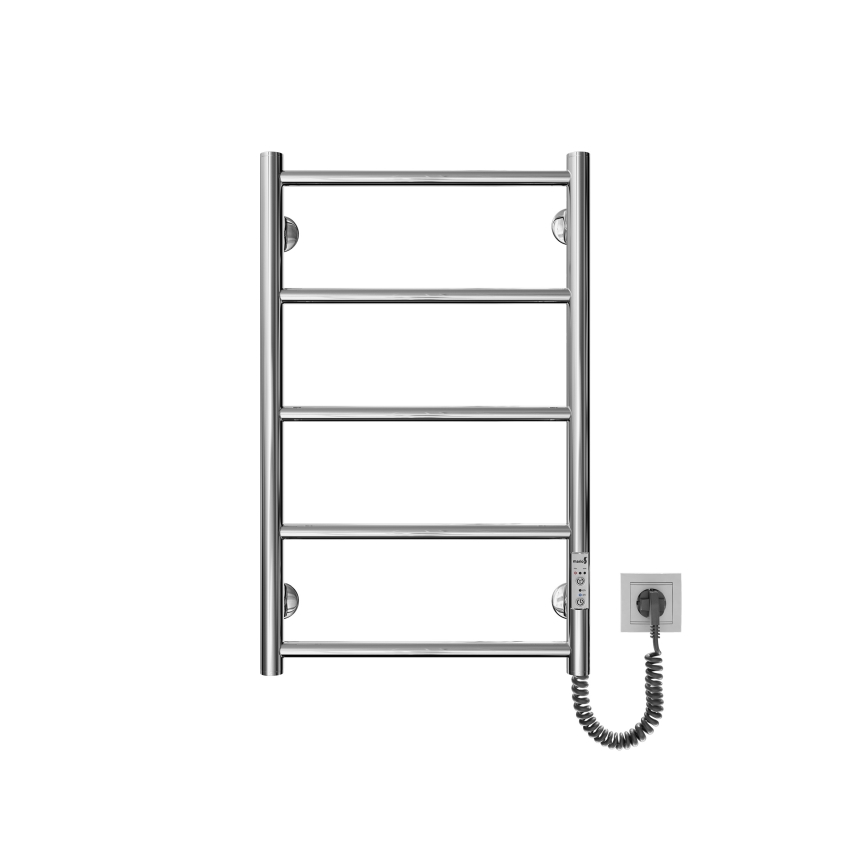 Koupelnový žebříkový radiátor CLASSIC 65W/230V 66x42 cm nerez/lesklý chrom pravá