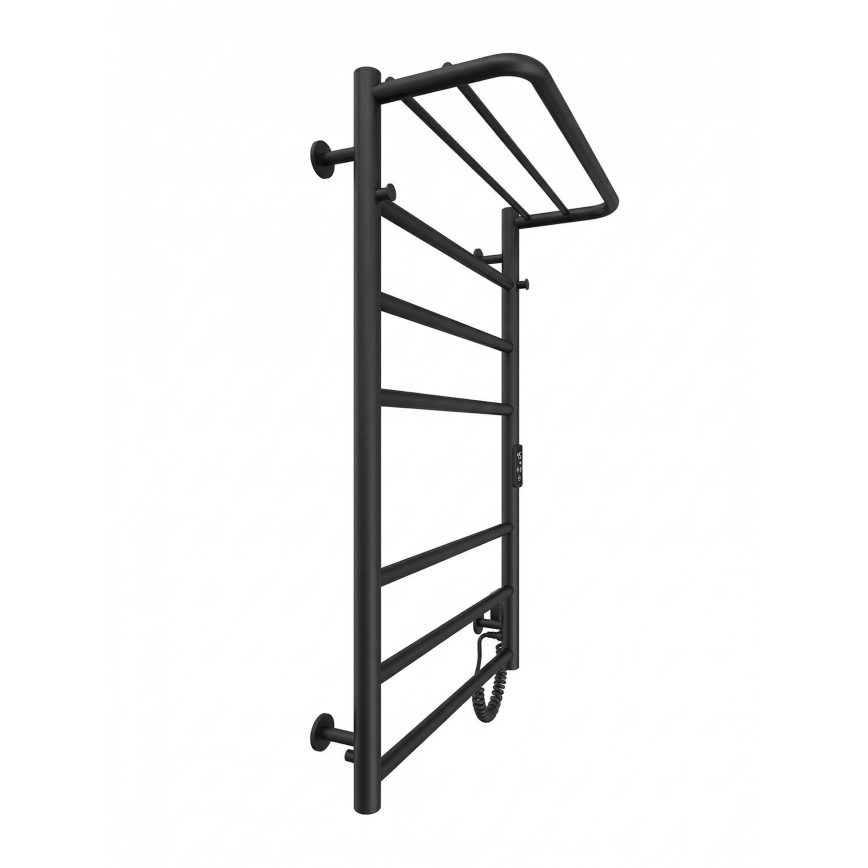 Koupelnový žebříkový radiátor HOME 95W/230V 77x53 cm nerez/černá pravá