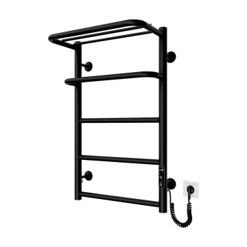 Koupelnový žebříkový radiátor HOTEL 75W/230V 66x42 cm nerez/černá pravá