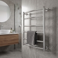 Koupelnový žebříkový radiátor INOX CLASSIC 122W/230V 57x53 cm nerez/lesklý chrom