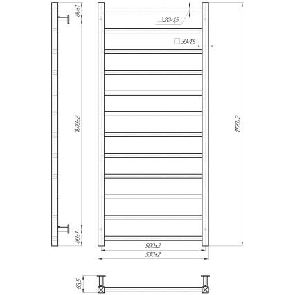 Koupelnový žebříkový radiátor INOX TOKIO 233W/230V 117x53 cm nerez/bílá