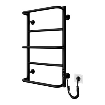 Koupelnový žebříkový radiátor LUX 65W/230V 65x43 cm nerez/černá pravá