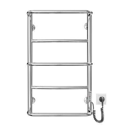 Koupelnový žebříkový radiátor LUX 65W/230V 65x43 cm nerez/lesklý chrom pravá