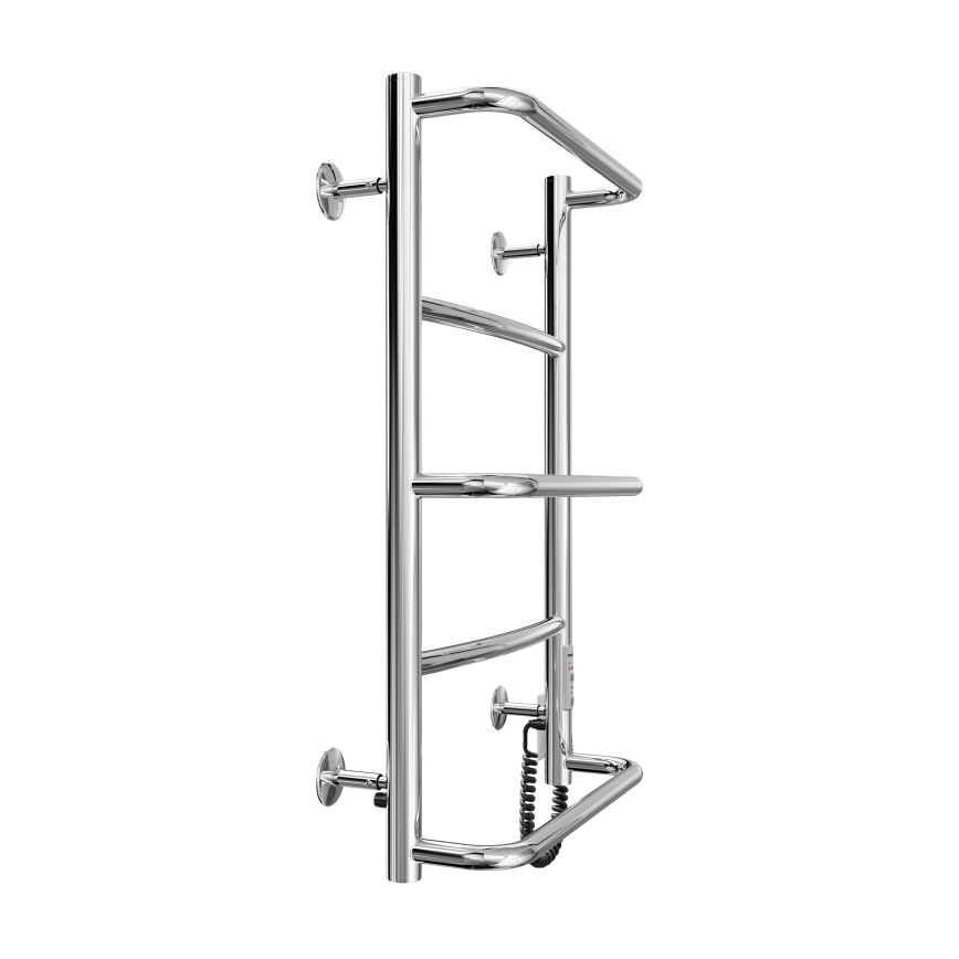 Koupelnový žebříkový radiátor LUX 65W/230V 65x43 cm nerez/lesklý chrom pravá