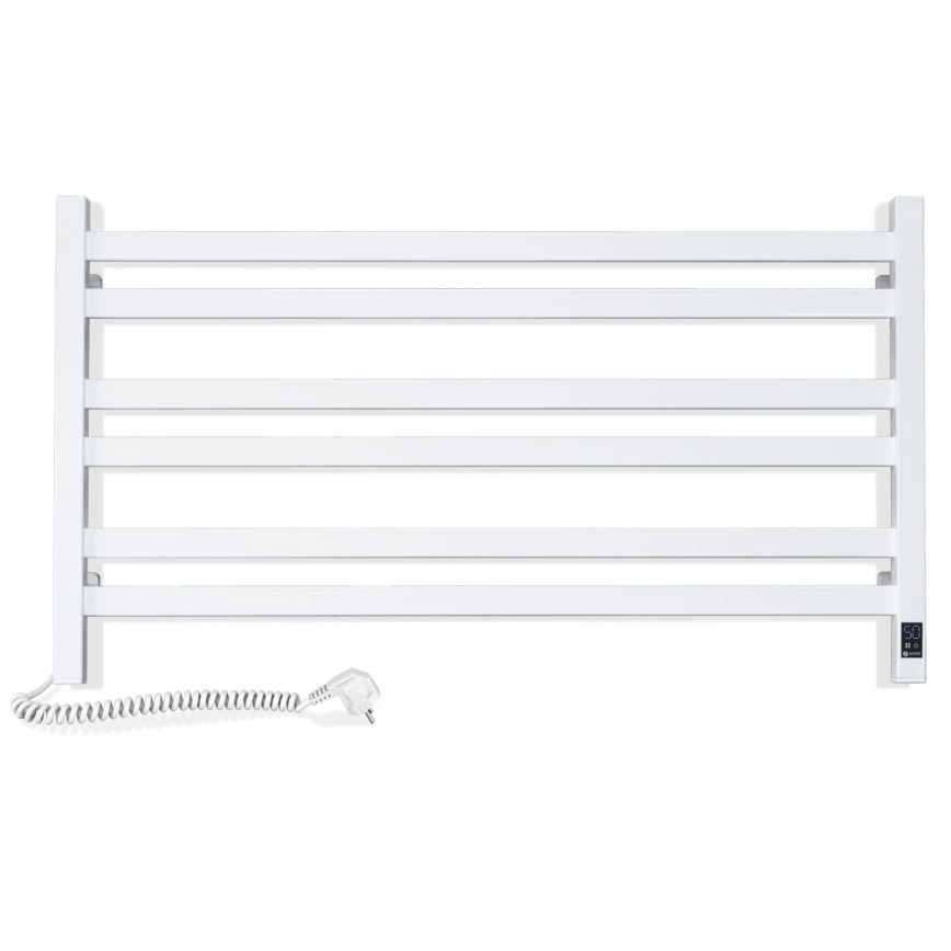 Koupelnový žebříkový radiátor s termostatem AVANGARD 300W/230V 50,6 cm IP44 bílá levá hranatý