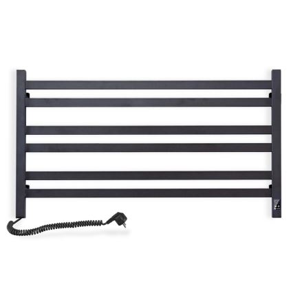 Koupelnový žebříkový radiátor s termostatem AVANGARD 316W/230V 50,6 cm IP44 černá levá hranatý