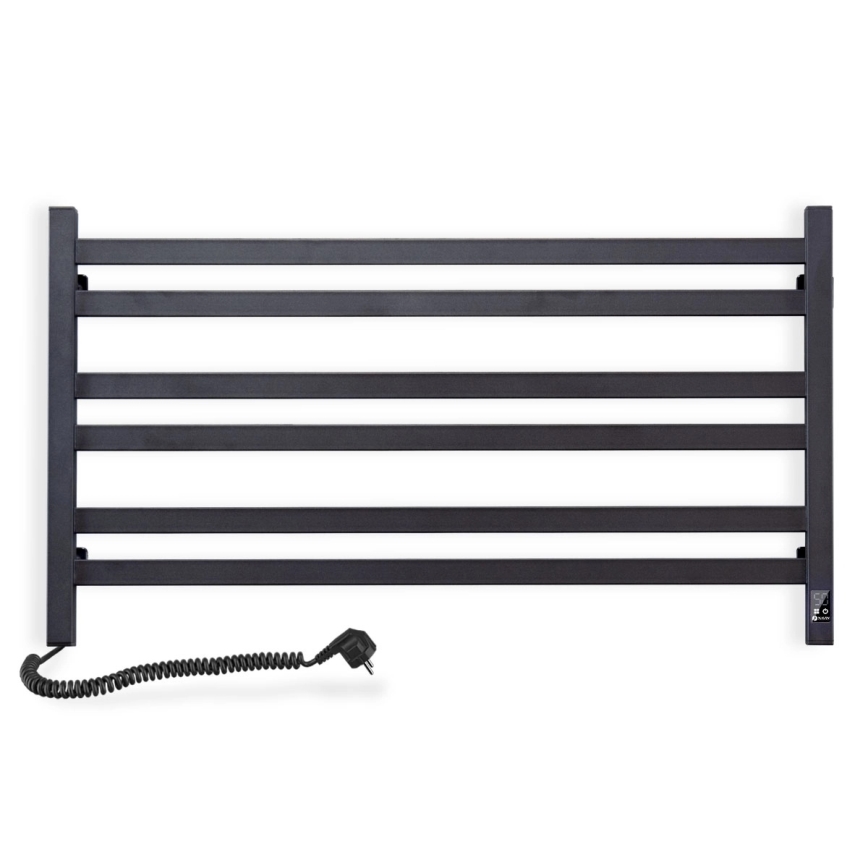 Koupelnový žebříkový radiátor s termostatem AVANGARD 316W/230V 50,6 cm IP44 černá levá hranatý