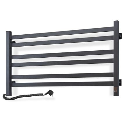 Koupelnový žebříkový radiátor s termostatem AVANGARD 316W/230V 50,6 cm IP44 černá levá hranatý